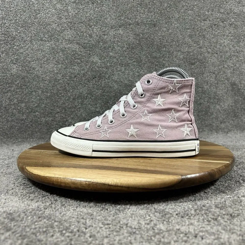 Converse Chuck Taylor All Star High Top Kids Size 2 Purple Stars Shoes Used